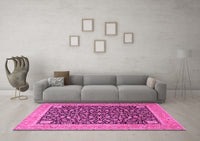 Machine Washable Persian Pink Traditional Rug, wshtr4704pnk