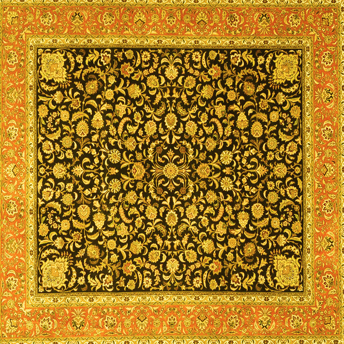 Square Machine Washable Persian Yellow Traditional Rug, wshtr4704yw