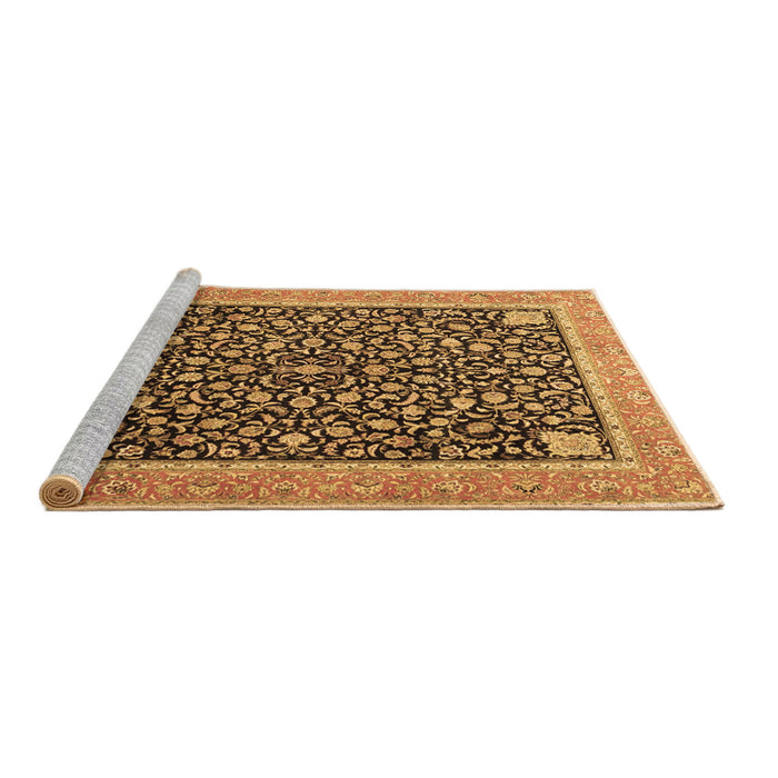 Sideview of Machine Washable Persian Brown Traditional Rug, wshtr4704brn