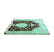 Sideview of Machine Washable Medallion Turquoise Traditional Area Rugs, wshtr4705turq