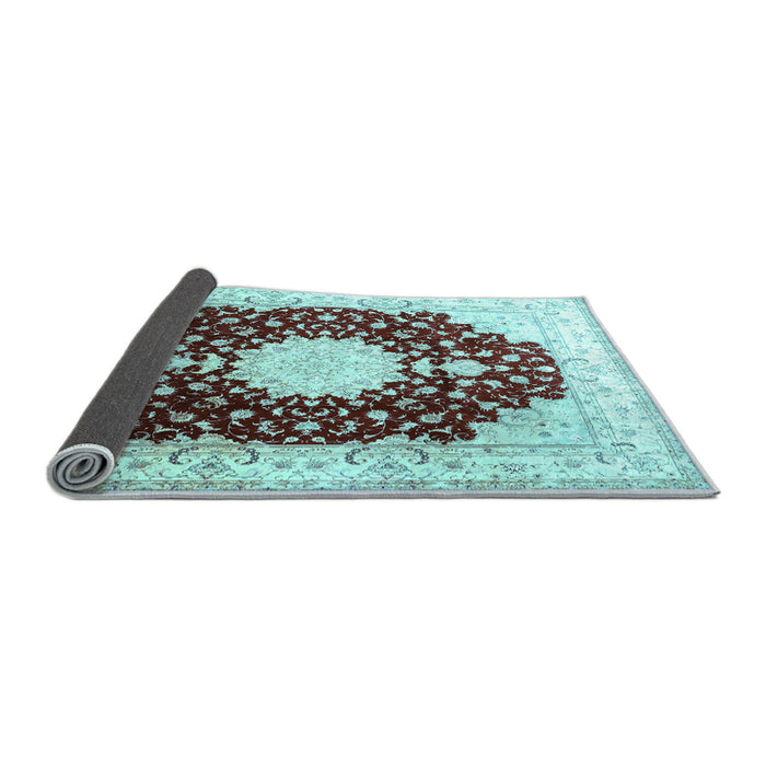 Sideview of Medallion Light Blue Traditional Rug, tr4705lblu