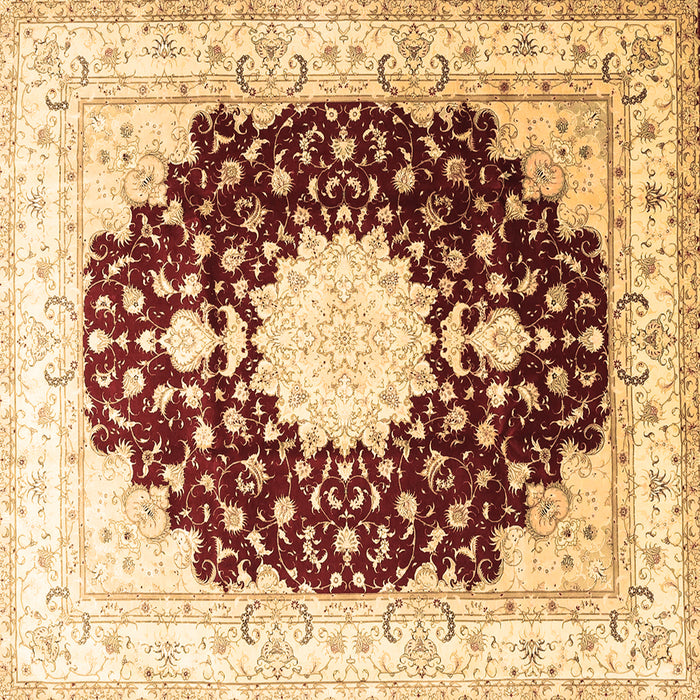 Square Machine Washable Medallion Brown Traditional Rug, wshtr4705brn