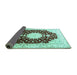 Sideview of Medallion Turquoise Traditional Rug, tr4705turq