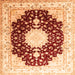 Serging Thickness of Medallion Orange Traditional Rug, tr4705org