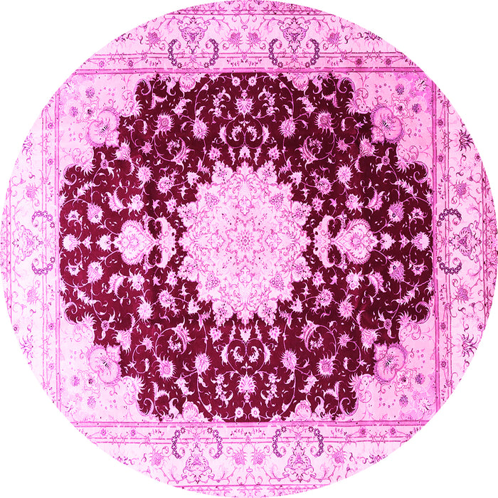 Round Medallion Pink Traditional Rug, tr4705pnk