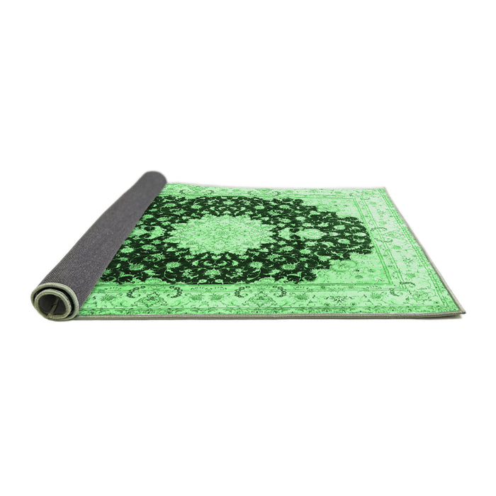 Sideview of Medallion Emerald Green Traditional Rug, tr4705emgrn
