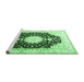 Sideview of Machine Washable Medallion Emerald Green Traditional Area Rugs, wshtr4705emgrn