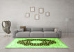 Machine Washable Medallion Green Traditional Area Rugs in a Living Room,, wshtr4705grn