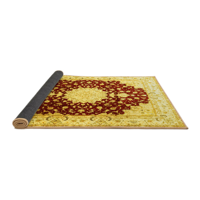 Sideview of Medallion Yellow Traditional Rug, tr4705yw