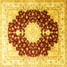 Square Medallion Yellow Traditional Rug, tr4705yw