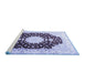 Sideview of Machine Washable Medallion Blue Traditional Rug, wshtr4705blu