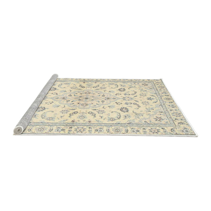 Sideview of Machine Washable Traditional Tan Brown Rug, wshtr4706