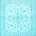 Square Medallion Light Blue Traditional Rug, tr4706lblu