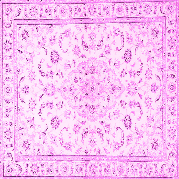 Square Machine Washable Medallion Pink Traditional Rug, wshtr4706pnk