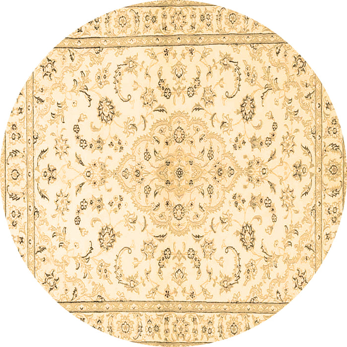 Round Machine Washable Medallion Brown Traditional Rug, wshtr4706brn
