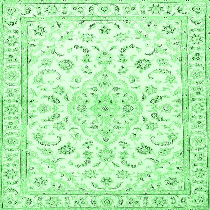 Square Medallion Emerald Green Traditional Rug, tr4706emgrn