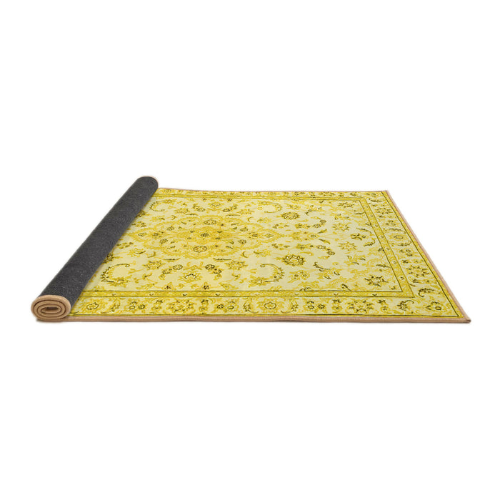 Sideview of Medallion Yellow Traditional Rug, tr4706yw