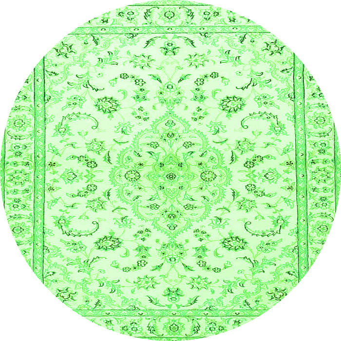 Machine Washable Medallion Green Traditional Area Rugs, wshtr4706grn