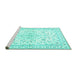 Sideview of Machine Washable Medallion Turquoise Traditional Area Rugs, wshtr4706turq