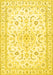 Machine Washable Medallion Yellow Traditional Rug, wshtr4706yw