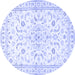 Round Medallion Blue Traditional Rug, tr4706blu