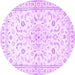 Round Medallion Purple Traditional Rug, tr4706pur