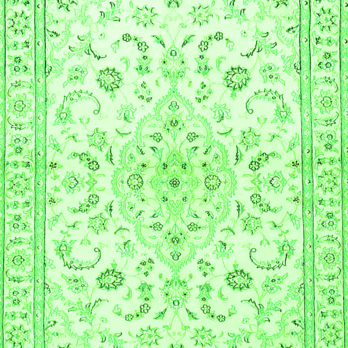 Serging Thickness of Machine Washable Medallion Green Traditional Area Rugs, wshtr4706grn