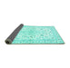 Sideview of Medallion Turquoise Traditional Rug, tr4706turq