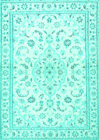 Medallion Turquoise Traditional Rug, tr4706turq