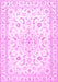 Machine Washable Medallion Pink Traditional Rug, wshtr4706pnk