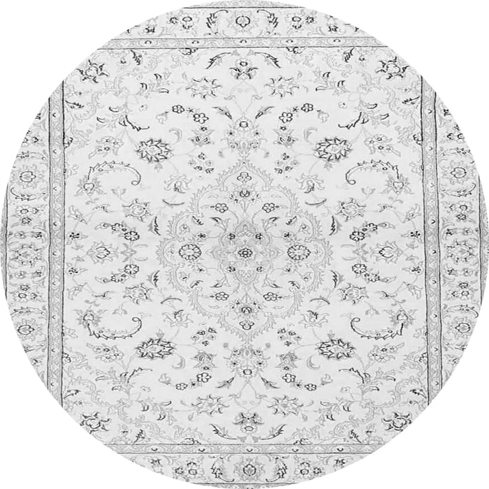 Machine Washable Medallion Gray Traditional Rug, wshtr4706gry