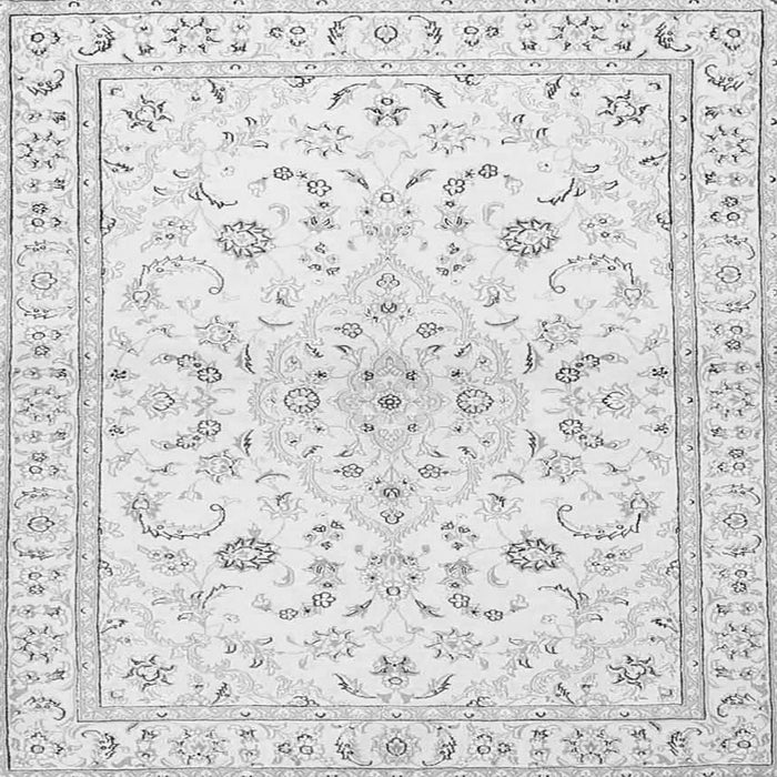 Round Machine Washable Medallion Gray Traditional Rug, wshtr4706gry