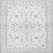 Round Machine Washable Medallion Gray Traditional Rug, wshtr4706gry