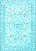 Machine Washable Medallion Light Blue Traditional Rug, wshtr4706lblu