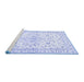 Sideview of Machine Washable Medallion Blue Traditional Rug, wshtr4706blu