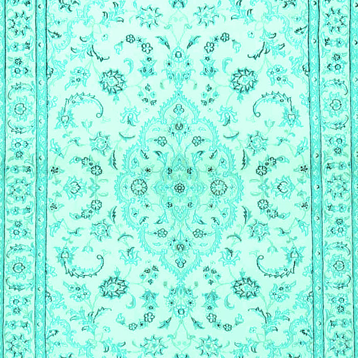 Machine Washable Medallion Turquoise Traditional Area Rugs, wshtr4706turq
