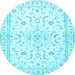 Round Medallion Light Blue Traditional Rug, tr4706lblu