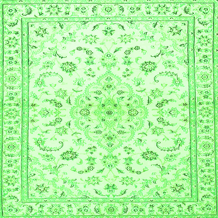 Round Machine Washable Medallion Green Traditional Area Rugs, wshtr4706grn