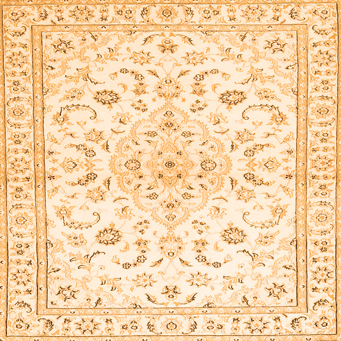 Round Machine Washable Medallion Orange Traditional Area Rugs, wshtr4706org