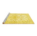 Sideview of Machine Washable Medallion Yellow Traditional Rug, wshtr4706yw