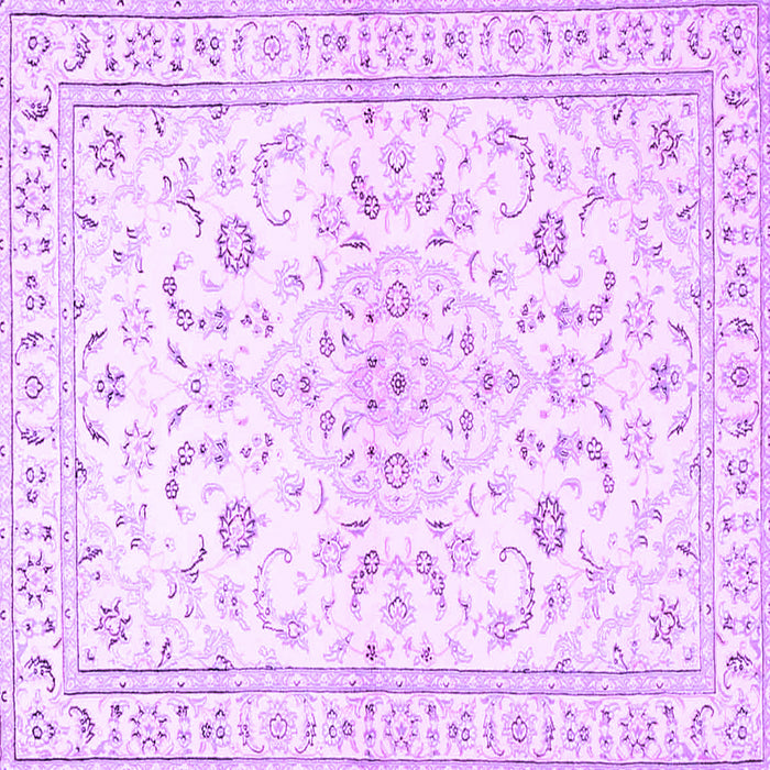 Square Machine Washable Medallion Purple Traditional Area Rugs, wshtr4706pur