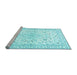 Sideview of Machine Washable Medallion Light Blue Traditional Rug, wshtr4706lblu