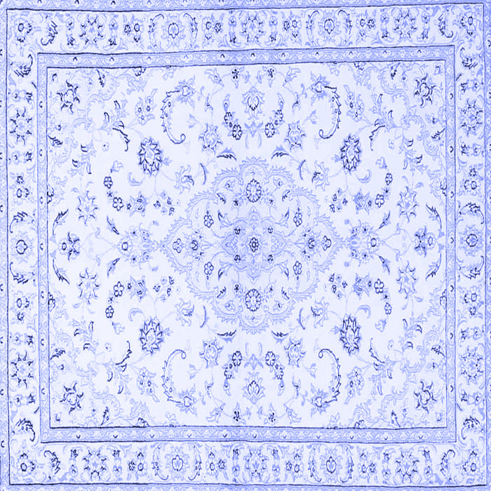 Square Machine Washable Medallion Blue Traditional Rug, wshtr4706blu