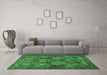 Machine Washable Persian Emerald Green Traditional Area Rugs in a Living Room,, wshtr4707emgrn