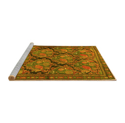 Sideview of Machine Washable Persian Yellow Traditional Rug, wshtr4707yw