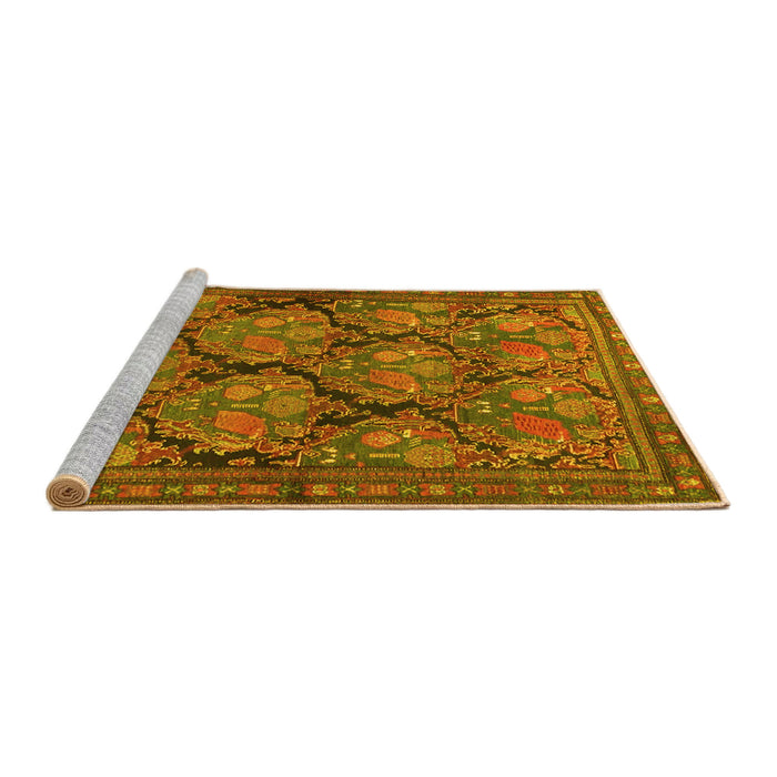 Sideview of Machine Washable Persian Yellow Traditional Rug, wshtr4707yw