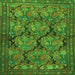 Round Machine Washable Persian Green Traditional Area Rugs, wshtr4707grn