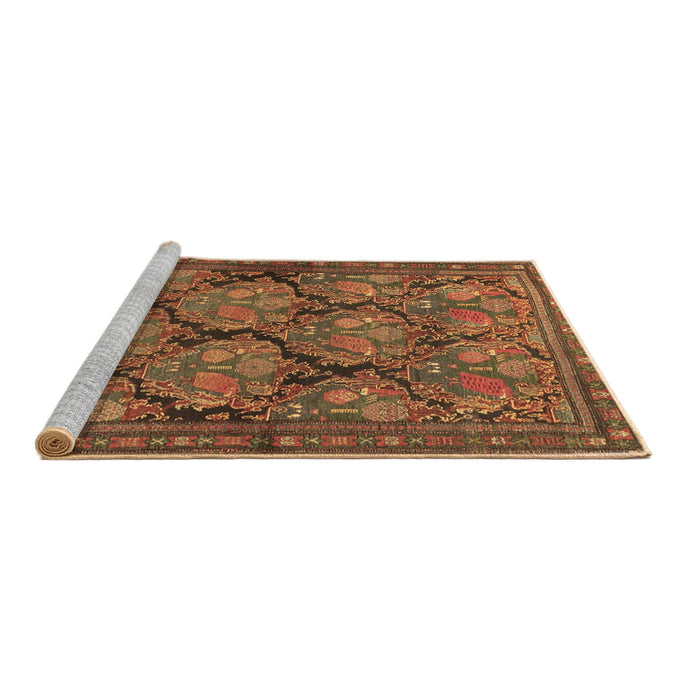 Sideview of Machine Washable Persian Brown Traditional Rug, wshtr4707brn