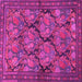 Square Machine Washable Persian Pink Traditional Rug, wshtr4707pnk