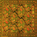 Square Machine Washable Persian Yellow Traditional Rug, wshtr4707yw